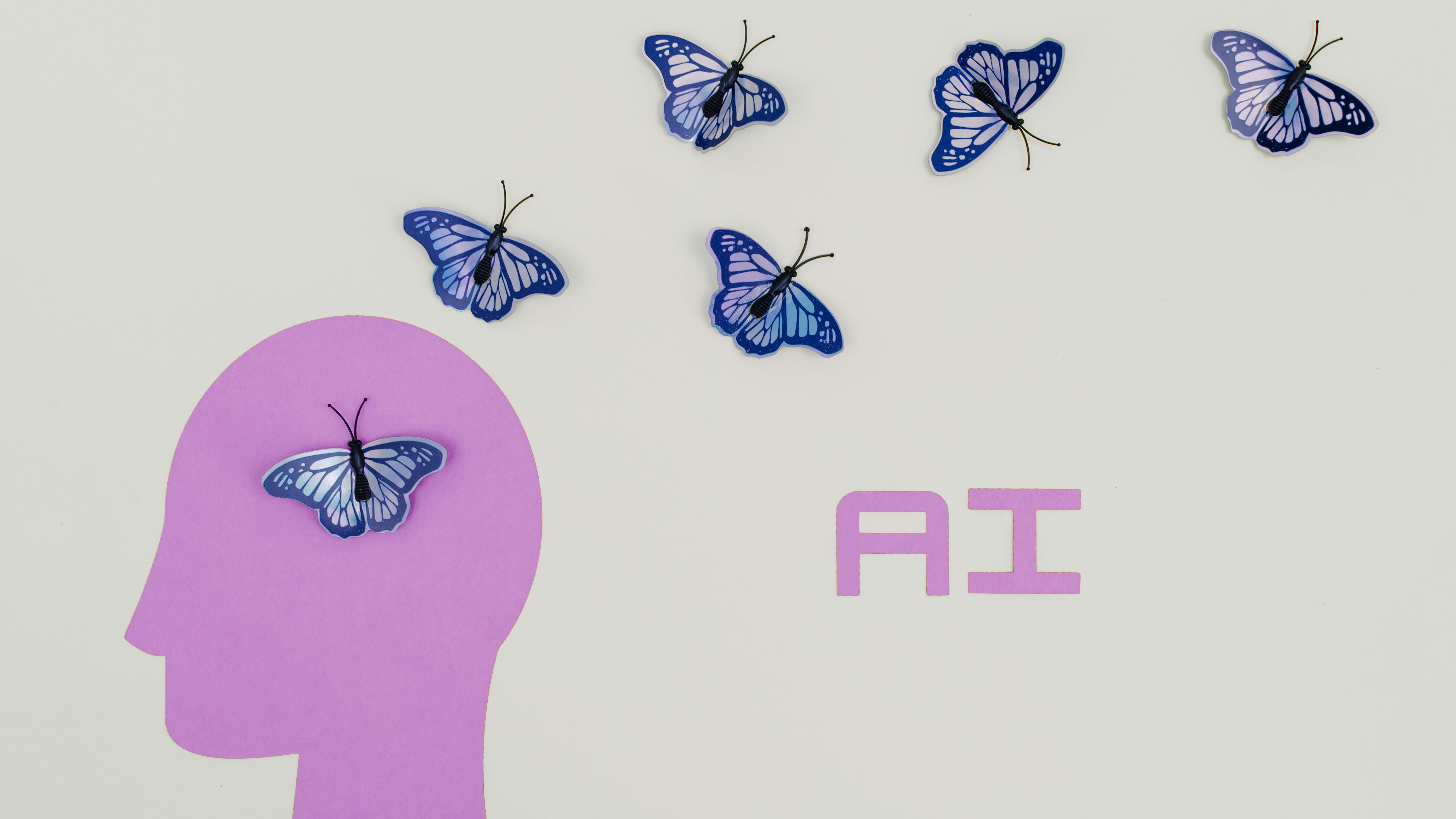 Cartoon robot with sign in spring landscape for AI courses.