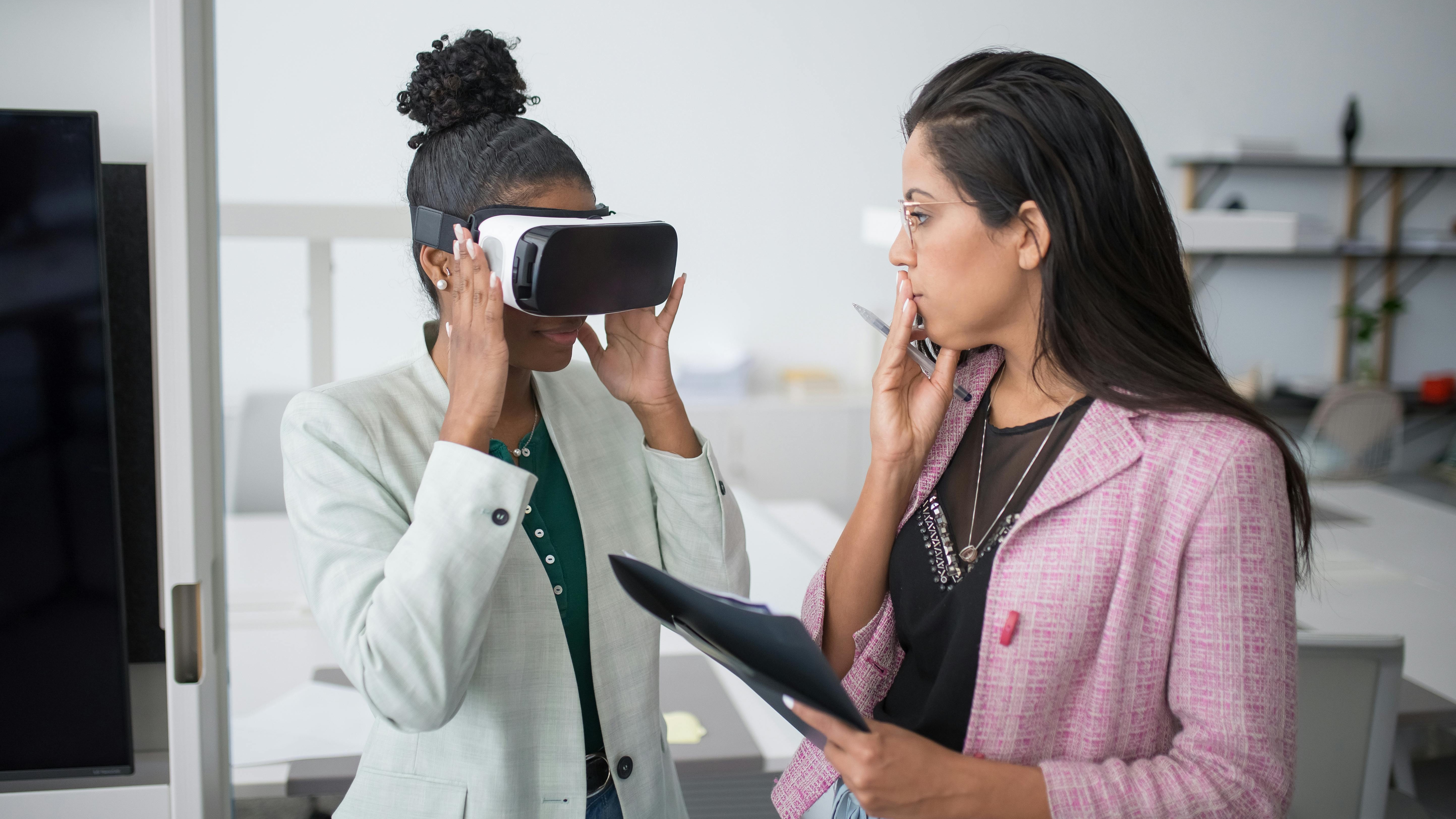AI recruiting software digital hologram in hand showcasing security.
