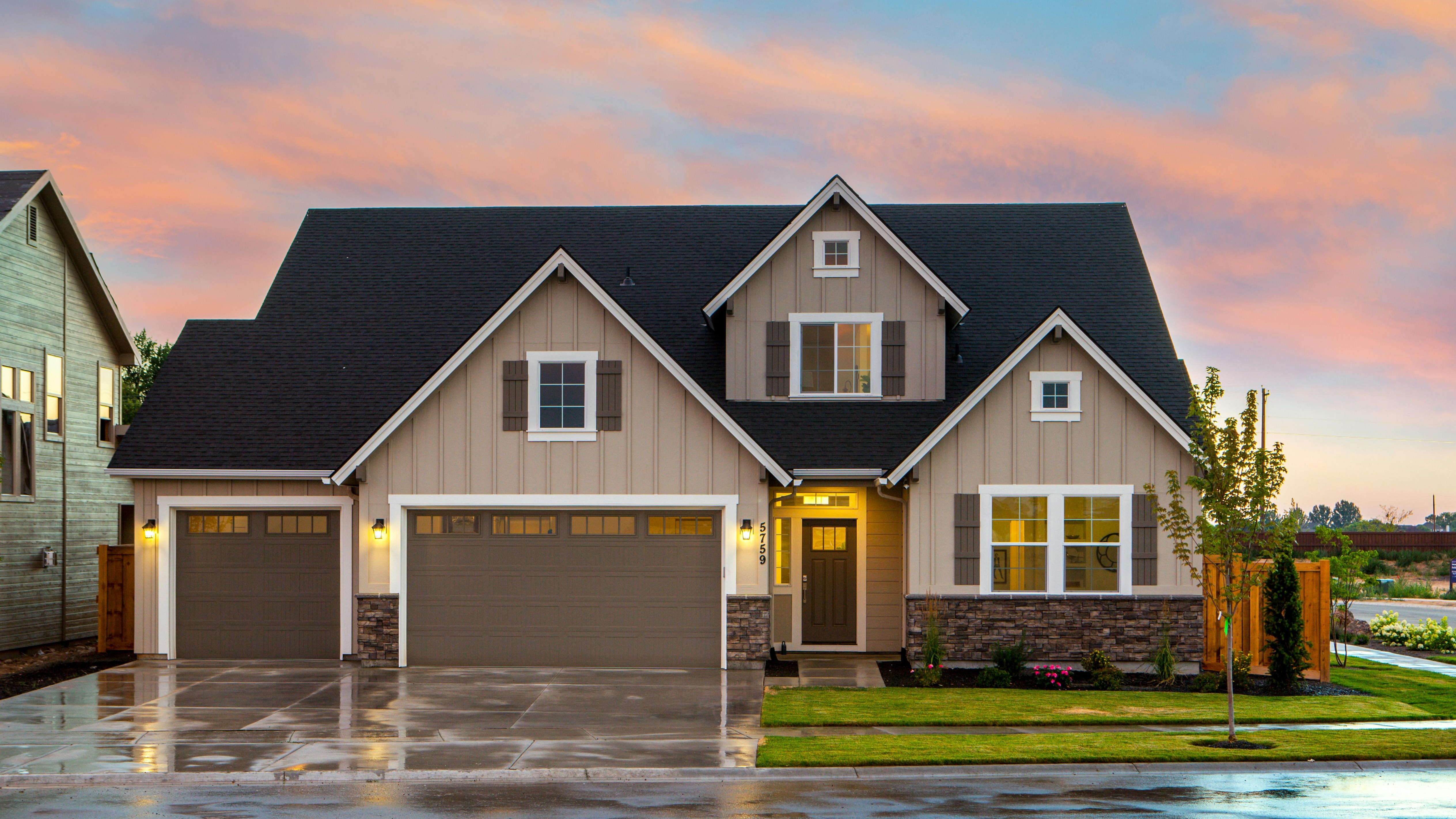 Modern home with James Hardie siding in a suburban setting.