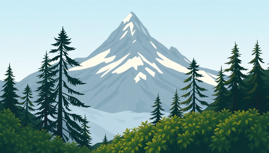 Stylized mountain landscape with trees for Web-Based Lead Generation Agents.
