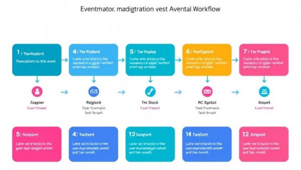 Event automation strategies for small business illustrated with a step-by-step digital workflow.