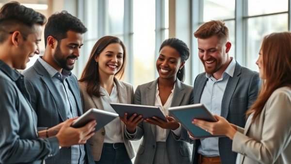 Professionals experiencing a personalized digital experience with interactive graphs.