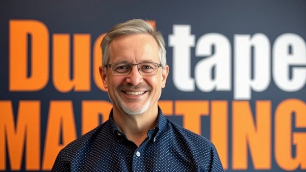 Professional portrait for 'Using AI to Convert More Leads and Save Time', featuring man and 'Duct Tape Marketing' text.