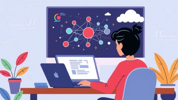 Illustration of context engineering concept with network diagram.