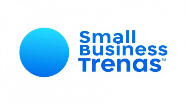 Small Business Trends logo, blue circle and text design.