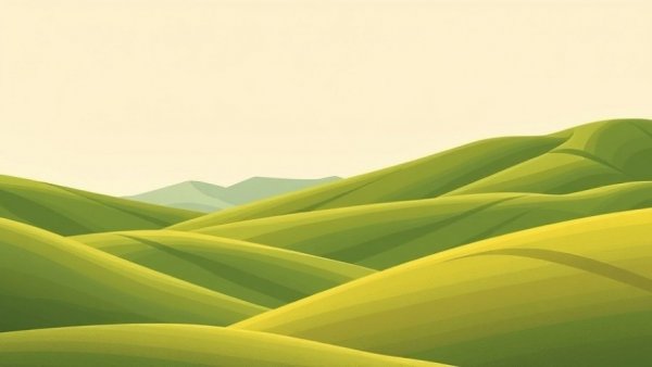 Abstract landscape with green hills and soft sky, nonverbal communication in architecture.