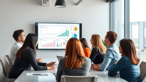 Business team discussing importance of review management for small businesses.