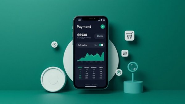 Minimalistic design showing smartphone and e-commerce growth icons.