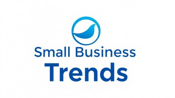 Logo for Small Business Trends in blue and white.