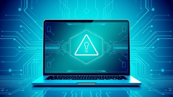AI Disaster Management Tools concept with digital alert on laptop.