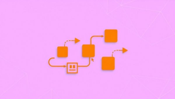 Minimalistic workflow diagram on purple background representing AI workflows