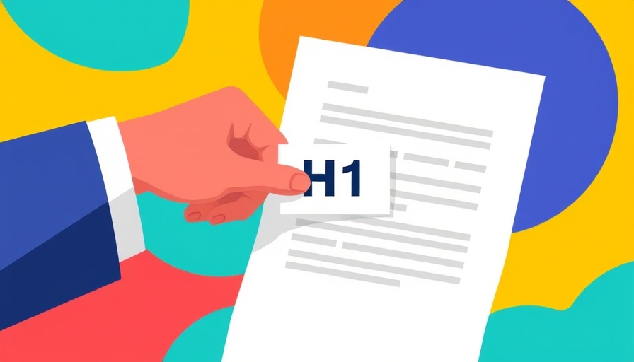 Illustration of using headings for SEO with a hand placing H1 tag