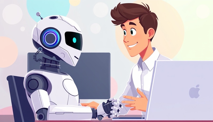 Illustration depicting AI enhancing IT team capabilities with a robot and human