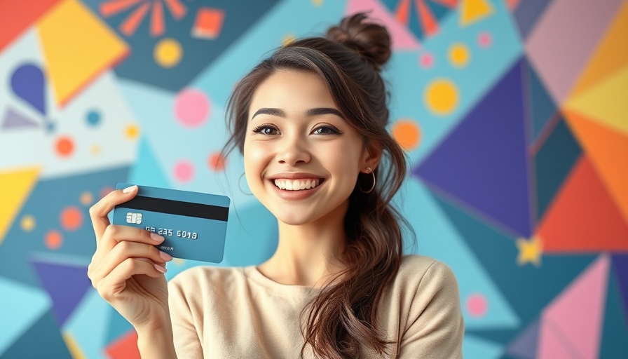 Smiling young woman with credit card, concept of buyer persona definition.
