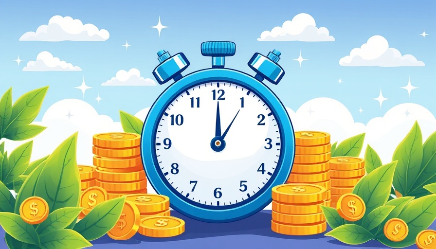 Illustration of stopwatch with coins, highlighting time-saving.