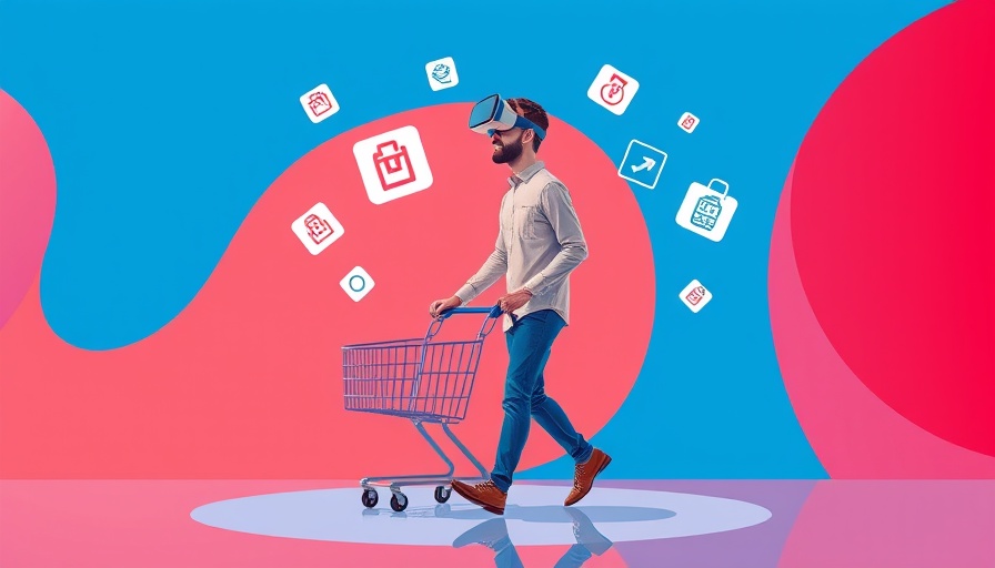 Person using VR headset for shopping, digital icons, modernize your point-of-sale system.