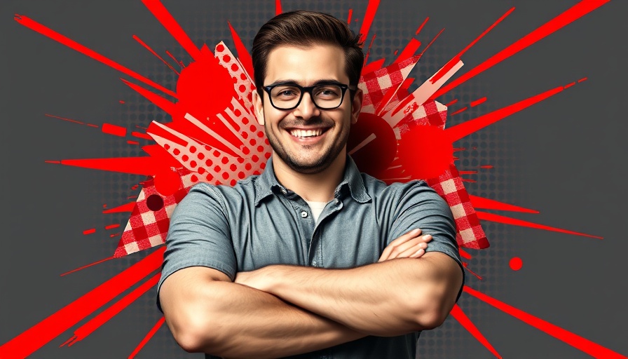 Confident man in modern pop art style for mindful small business growth.