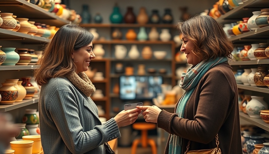 Clicks to Bricks strategy in action: Woman paying in a cozy retail store.