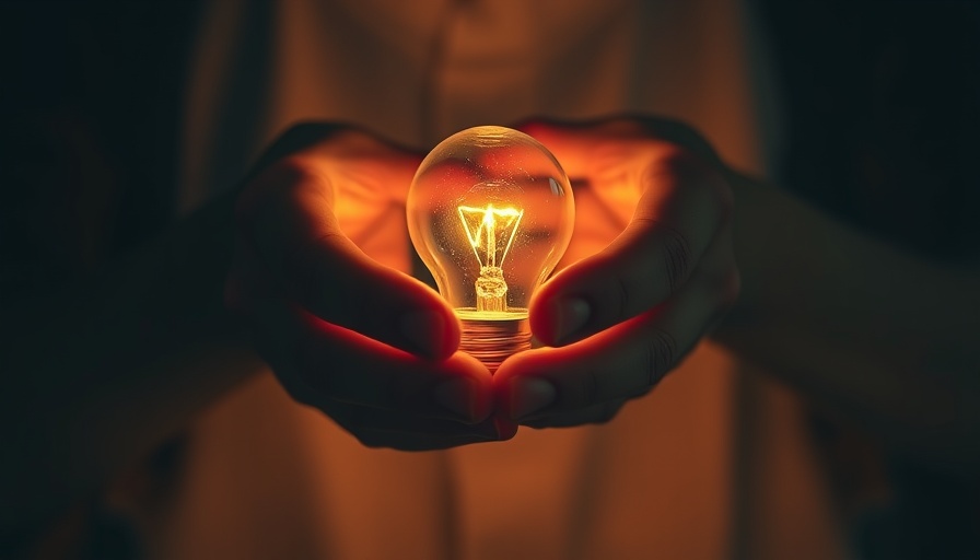 Hands holding glowing lightbulb symbolizing business innovation.