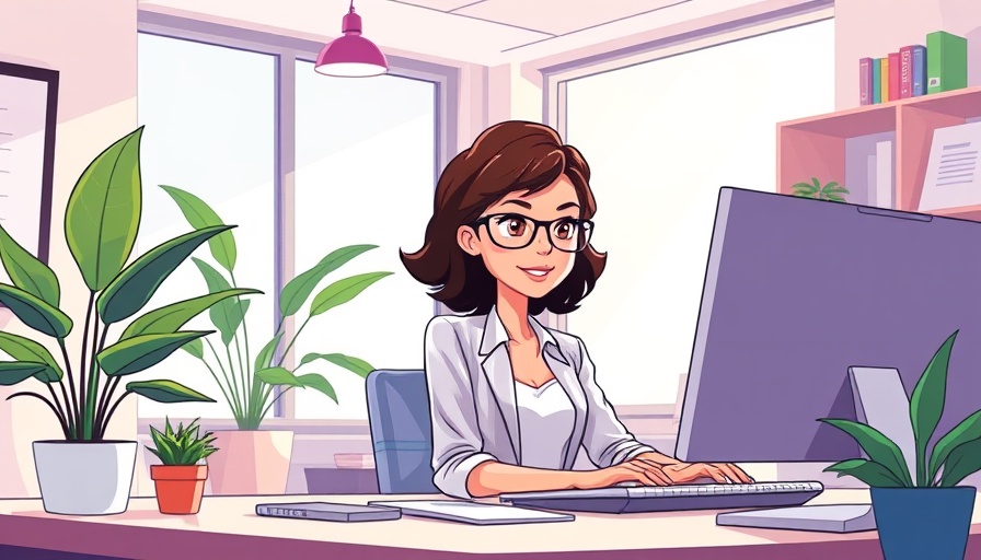 Businesswoman working at desk illustrating marketing KPIs for revenue growth.