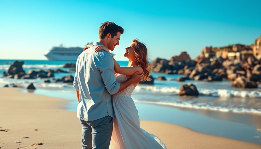 Eco-friendly destination wedding couple on a beach.