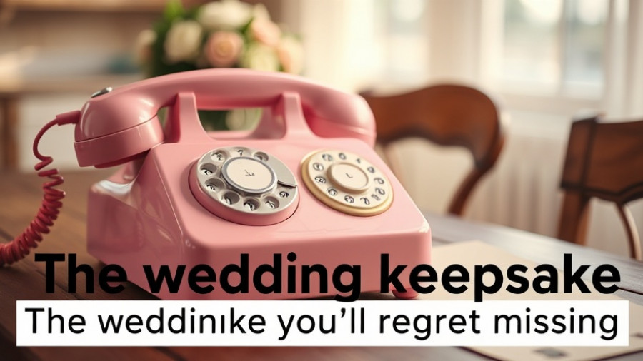 Vintage pink rotary phone with wedding keepsake message.