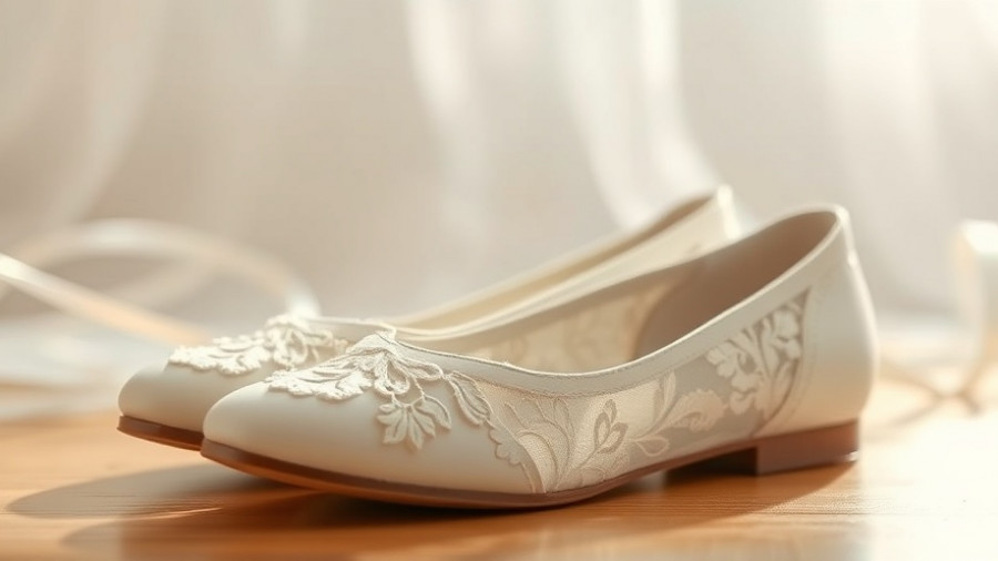 Elegant ivory wedding shoes with lace detail, comfortable.