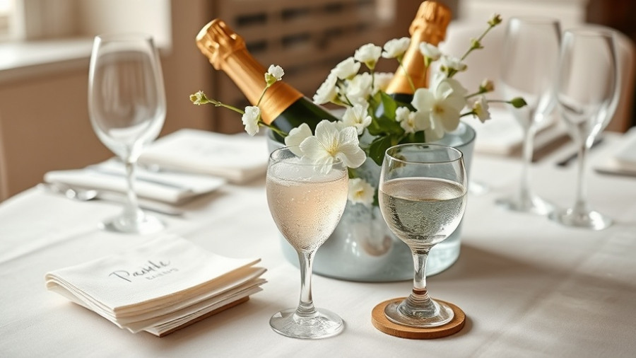 Elegant wedding stationery setup with champagne and flowers, Day-Of Wedding Stationery Checklist.
