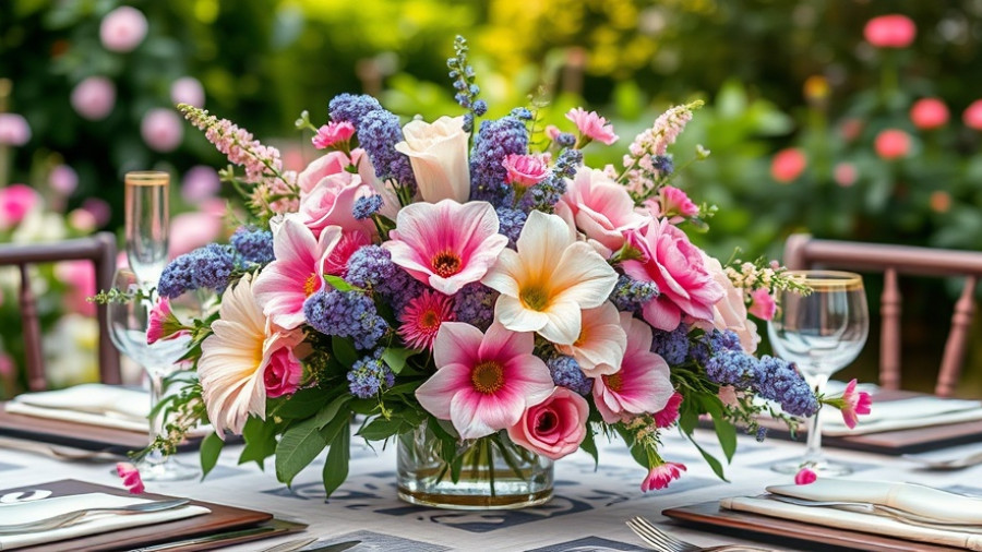 Spanish Wedding Inspiration: Elegant floral centerpiece with pastel colors.