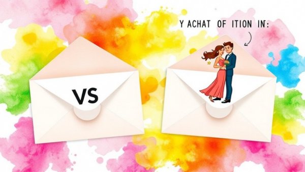Save-the-Date vs Wedding Invitation comparison in colorful collage