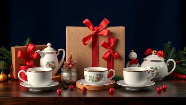 2025 holiday gift guide: elegant tea gift set on a festive table.