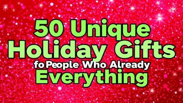 Festive graphic for unique holiday gifts for everyone.
