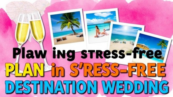 Colorful graphic for destination weddings planning tips with vibrant visuals.