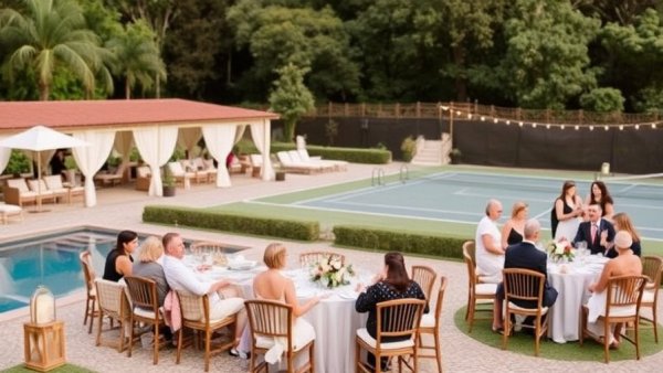 An Italian-Style Wedding with Poolside Lounging and a Dreamy Tennis Court Reception