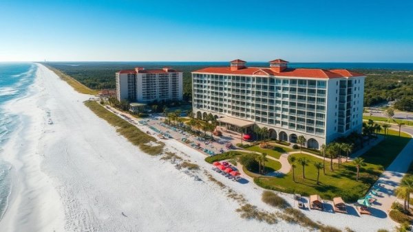 Aerial view of Hilton Sandestin Beach Resort for destination weddings.