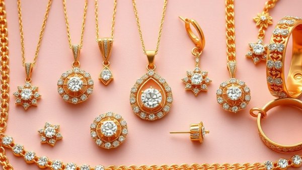 Gold jewelry gifts for her under $500, featuring necklaces, earrings, and bracelets.