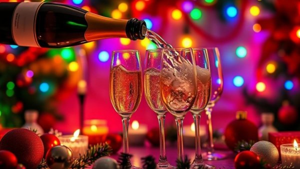 Festive Cocktail Advent Calendar Giveaway with champagne and decorations.