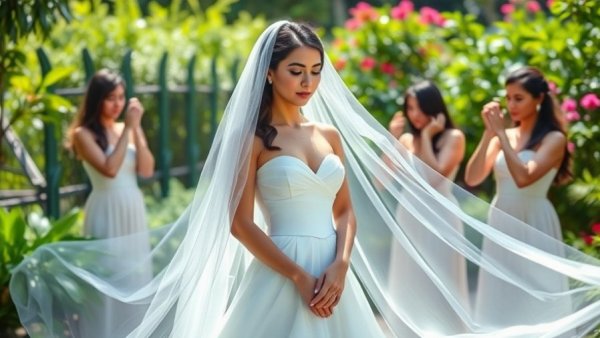Bride with bridesmaids in a lush garden at Finger Lakes wedding venue.