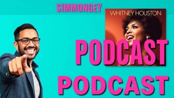 Wedding Music Connections podcast with host and Whitney Houston album.