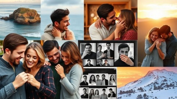 Collage of joyful wedding proposal moments celebrating engagements.