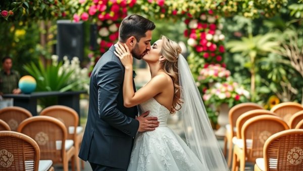 Stylish destination weddings in a scenic garden setting.