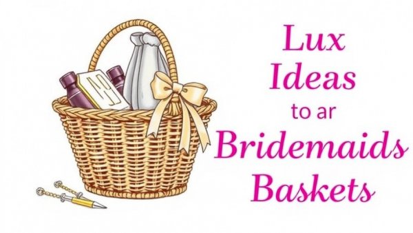 Elegant luxe add ons bridesmaids baskets illustration with pink accents.
