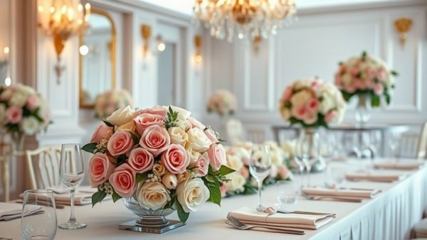 Hotel Vin wedding venue spring decor with elegant floral arrangements.