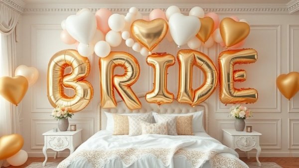 Pantone Cloud Dancer wedding color balloons in a bridal setting.