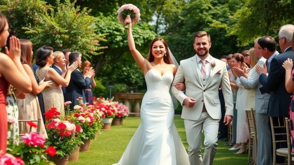 French Blue Wedding at Solage Calistoga with joyful couple walking down the aisle.