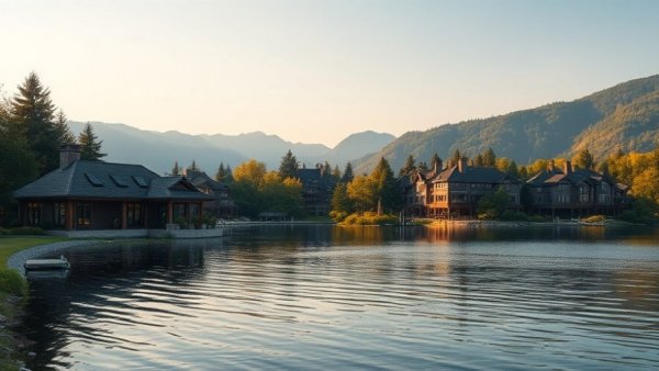 Serene landscape at wellness honeymoon destination resort.