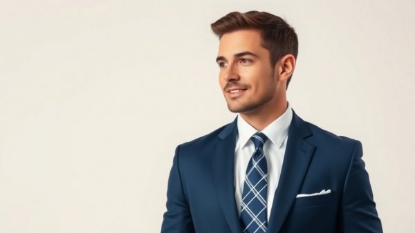 Elegant groom and groomsmen suits displayed in a modern setting.