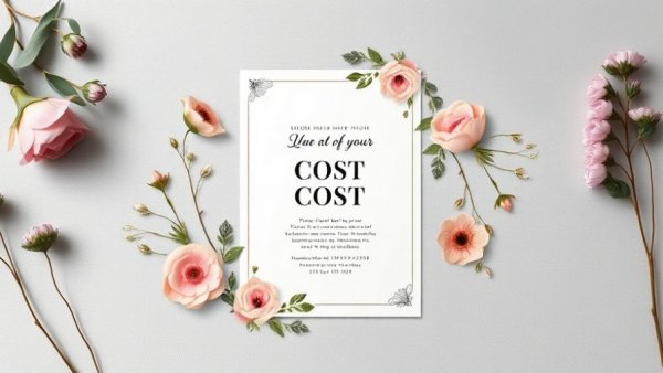 Elegant wedding invitations with cost question overlay, modern typography