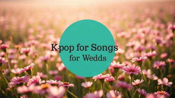 K-Pop Wedding Songs text over sunny pink flower field
