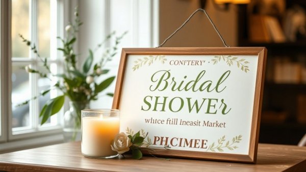 Chic farmers market bridal shower decor with floral designs.